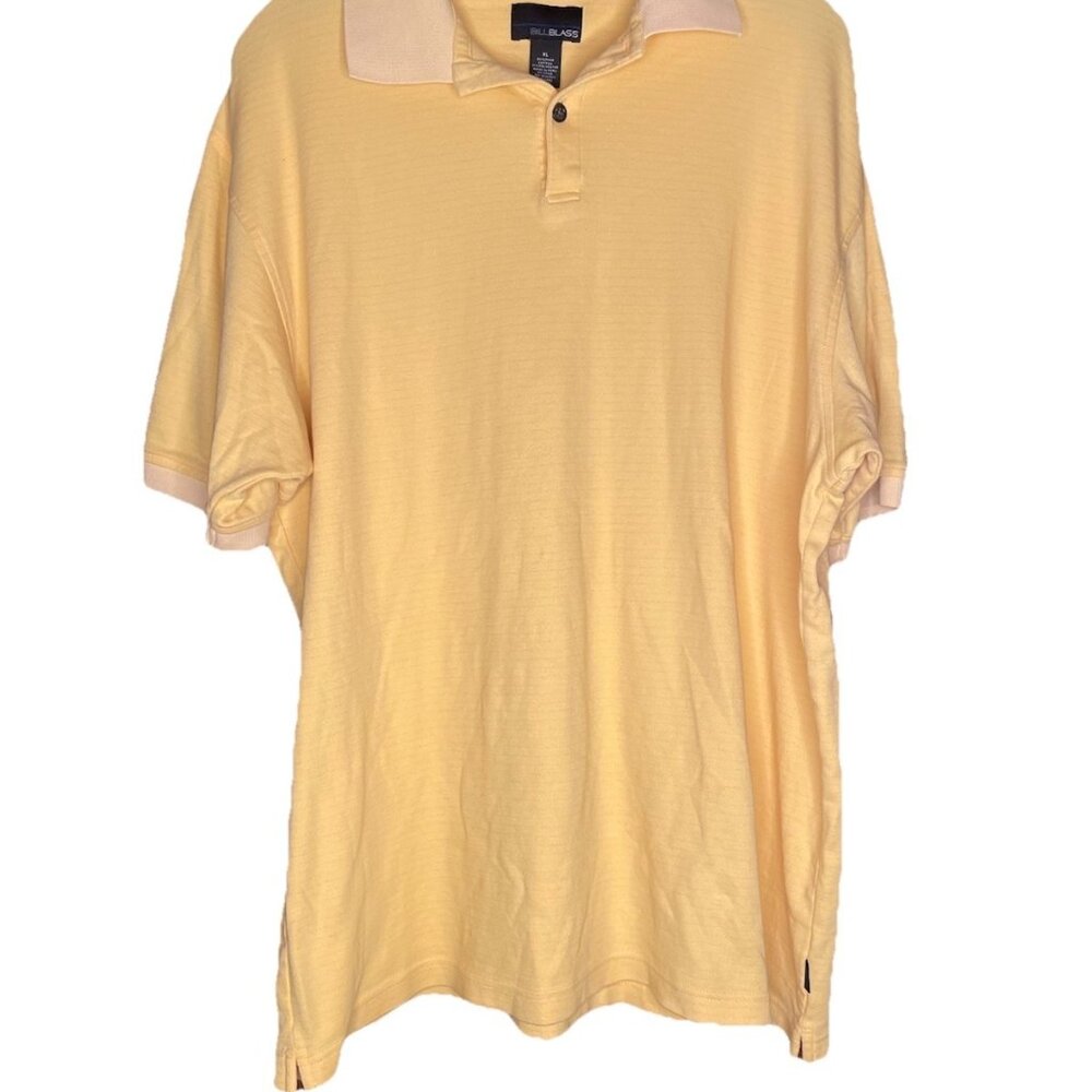 Bill Blass - Mens Polo Shirt Yellow Striped - Size XL Vintage